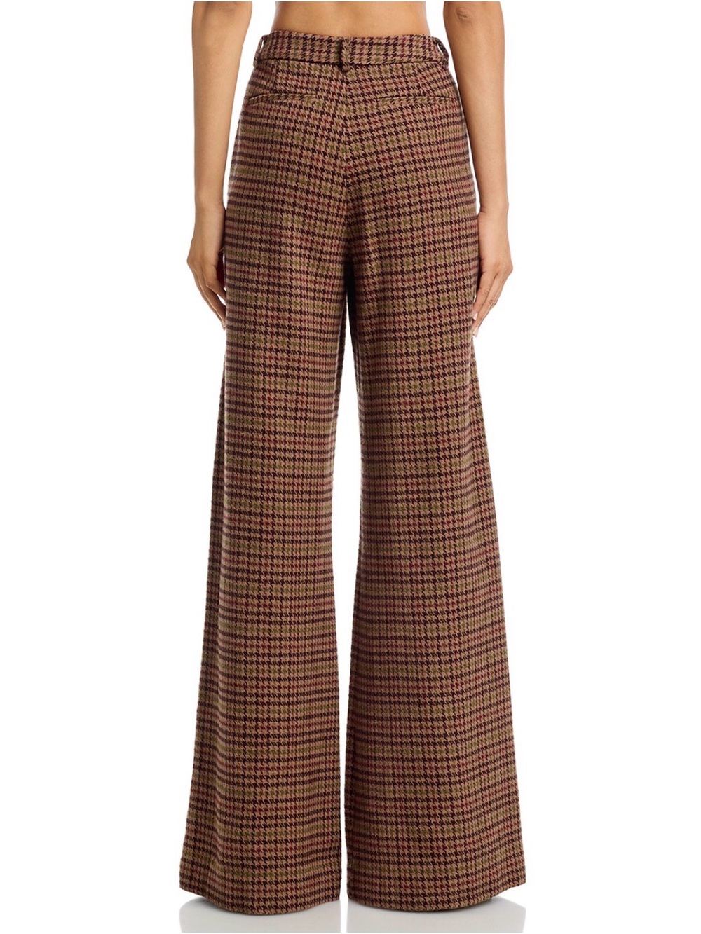 L'AGENCE NWT $475 Pilar Multi Brown Plaid Houndstooth Wide-Leg High-Rise Pant 8 - Picture 6 of 16